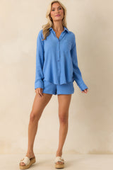 Z Supply Blue Cotton Beacon Airy Gauze Shorts