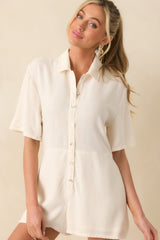 Z Supply Ivory Marcell Button Up Romper