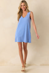Z Supply Light Blue Cotton Sloane V-Neck Mini Dress