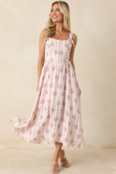 Some Kind of Wonderful Light Pink Floral Midi Dress