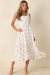 Some Kind of Wonderful White Multi Floral Midi Dress
