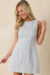 Stretch Of the Imagination Blue Stripe Cotton Stretch Denim Mini Dress