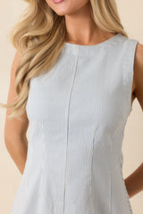 Stretch Of the Imagination Blue Stripe Cotton Stretch Denim Mini Dress