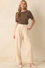 Windy Night Beige Wide Leg Pants