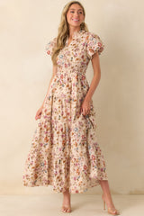 It's All Her Own Light Pink Multi Floral Print Cotton Maxi Dress
