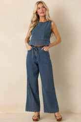 The County Line Indigo Stripe Cotton Denim Tank