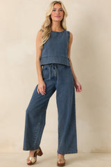 The County Line Indigo Stripe Cotton Denim Drawstring Pants