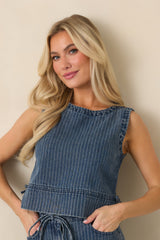 The County Line Indigo Stripe Cotton Denim Tank