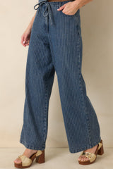 The County Line Indigo Stripe Cotton Denim Drawstring Pants