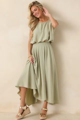 Ebb and Flow Sage Green Blouson Crop Top