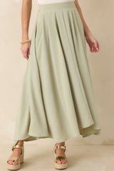 Ebb and Flow Sage Green Curved Hem Maxi Skirt
