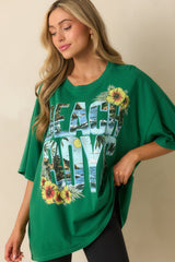 The Beach Boys Green Cotton Tropical Stack Oversized Tee