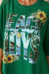 The Beach Boys Green Cotton Tropical Stack Oversized Tee