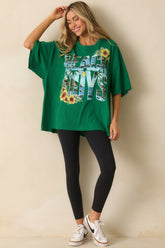 The Beach Boys Green Cotton Tropical Stack Oversized Tee
