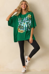 The Beach Boys Green Cotton Tropical Stack Oversized Tee