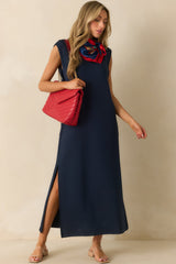Between Now And Then Navy Cotton Sleeveless Maxi Dress