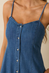 Z Supply Medium Wash Cotton Angel Eyes Denim Midi Dress