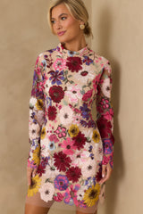 Petals Of Time Fuchsia Multi Floral Mini Dress