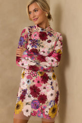 Petals Of Time Fuchsia Multi Floral Mini Dress