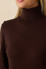 Comfortable Charm Dark Brown Turtleneck Sweater