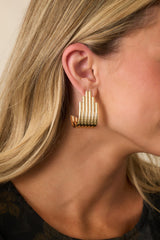 Kept You Guessing Gold Sculptural Hoop Earrings