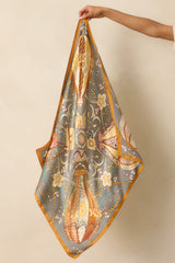 Little Too Late Slate Grey Multi Print Scarf