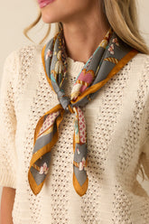Little Too Late Slate Grey Multi Print Scarf