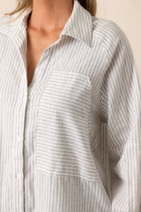 Timeless Flow Cotton Grey Button Front Top
