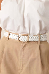 Let's Get Going White Braided Belt