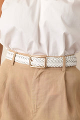 Let's Get Going White Braided Belt