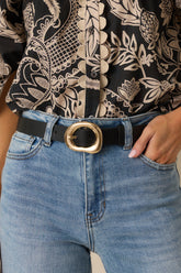 The Way She Carries Herself Black Faux Leather Belt
