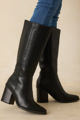 On The Right Foot Black Faux Leather Knee High Boots