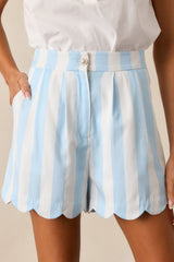 Sophia Bonnet Blue Stripe Scallop Shorts