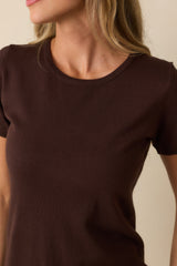 Cross Your Mind Dark Brown Short Sleeve Sweater Top