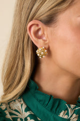 Where You Are Gold Ivory Pearl Cluster Earrings