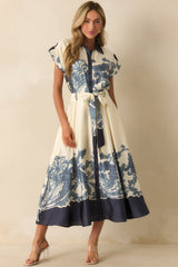Nothing Left To Say Navy Multi Print Contrast Trim Maxi Dress
