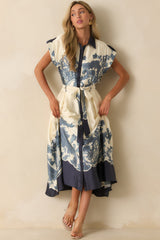 Nothing Left To Say Navy Multi Print Contrast Trim Maxi Dress