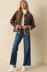 Better Than The Last Brown Floral Quilted Cotton Button Front Jacket