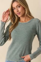 Z Supply Sage Green Cotton Arlet Mini Thermal Top