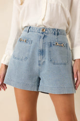 Bit of Charm Light Wash Denim Shorts