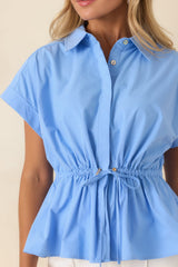 Fresh Outlook Sky Blue Cotton Peplum Top