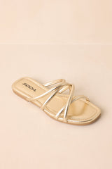 Wide Open Spaces Metallic Gold Flat Slide On Sandals