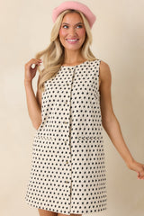 FRNCH Tamarinia Ivory & Black Cotton Linen Sleeveless Mini Dress