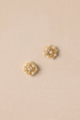 Where You Are Gold Ivory Pearl Cluster Earrings