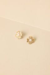 Made to Bloom Pearl & Gold Sculpted Flower Earrings
