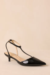 Had To Be There Black Patent Faux Leather T-Strap Heels