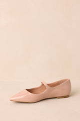 Right Where She Stands Beige Pointed-Toe Mary Jane Flats