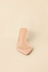 Great Expectations Clear Nude Kitten Heel Mules