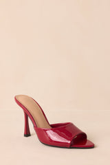 Every Step Counts Red Faux Leather High Heel Sandals