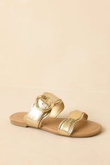 Waves Of My Heart Gold Crocodile Sandals